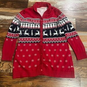 Sophie and Sam Cozy Red and White Holiday Cardigan
